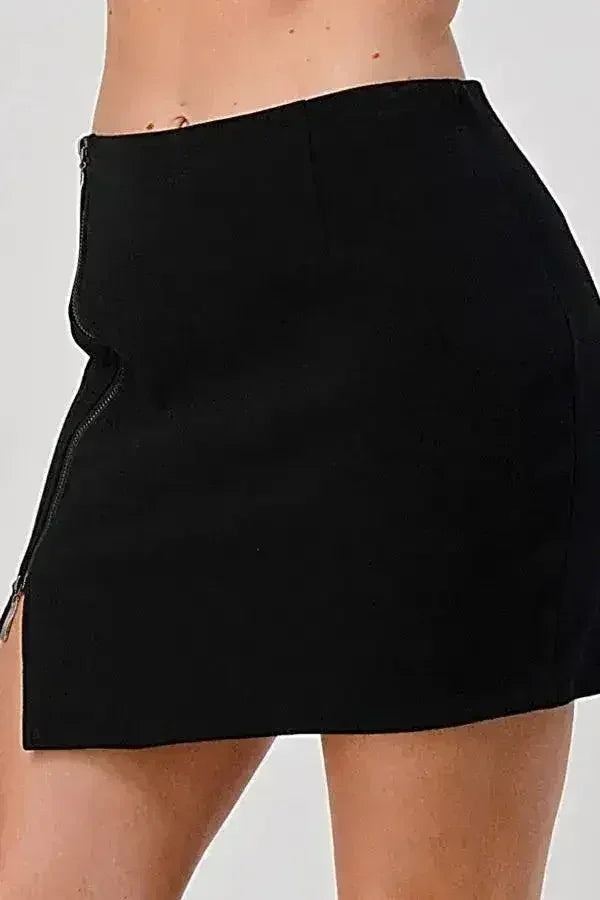 High-Waisted Zip-Front Mini Skirt - Edgy Style | Femstylo