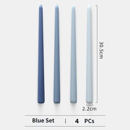 4pc Unscented 12" Candles Colored Long Stick Candle Smokeless Home Wedding Centerpiece Birthday Candle Tall Taper Candles Dripless Unscented Dinner Candle Paraffin Wax Candles