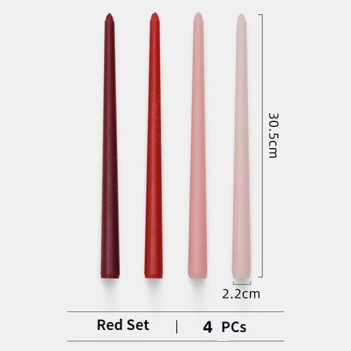 4pc Unscented 12" Candles Colored Long Stick Candle Smokeless Home Wedding Centerpiece Birthday Candle Tall Taper Candles Dripless Unscented Dinner Candle Paraffin Wax Candles
