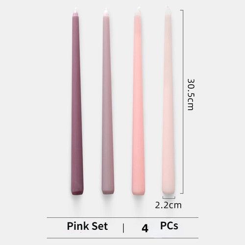 4pc Unscented 12" Candles Colored Long Stick Candle Smokeless Home Wedding Centerpiece Birthday Candle Tall Taper Candles Dripless Unscented Dinner Candle Paraffin Wax Candles