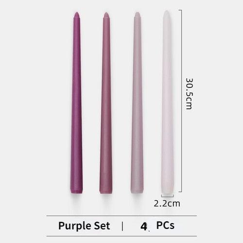 4pc Unscented 12" Candles Colored Long Stick Candle Smokeless Home Wedding Centerpiece Birthday Candle Tall Taper Candles Dripless Unscented Dinner Candle Paraffin Wax Candles