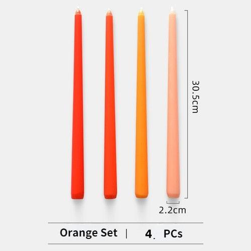 4pc Unscented 12" Candles Colored Long Stick Candle Smokeless Home Wedding Centerpiece Birthday Candle Tall Taper Candles Dripless Unscented Dinner Candle Paraffin Wax Candles