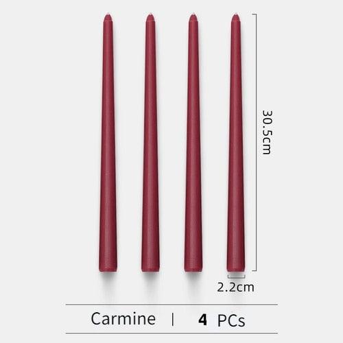 4pc Unscented 12" Candles Colored Long Stick Candle Smokeless Home Wedding Centerpiece Birthday Candle Tall Taper Candles Dripless Unscented Dinner Candle Paraffin Wax Candles