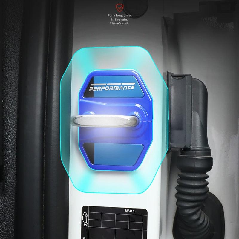 4Pcs Brand New Car Door Lock Cover Stainless Steel Door Lock Covers Protection Car Door Lock Latches Cover Protector Car Door Lock Latches Cover Protector for Car Decoration Accessories Door Lock Covers Protection