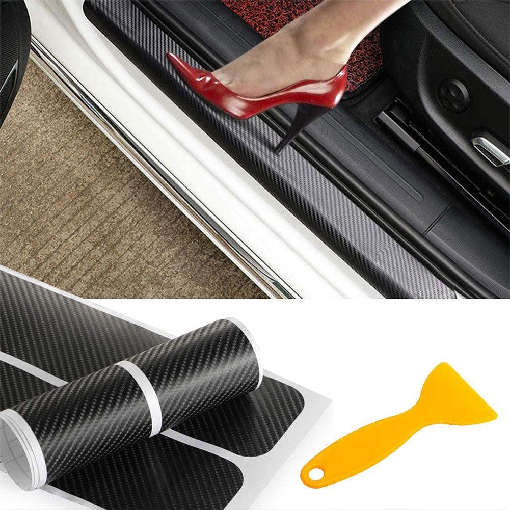 4PCS Car Stickers Universal Sill Scuff Anti Scratch Carbon Fiber Auto Car Door Sticker Decals AUTO Car Door Jamb Guard and Sill Protector Car Door Sill Plate Protectors Door Entry Guards Sill Scuff Cover Panel Step Protector Car Accessories