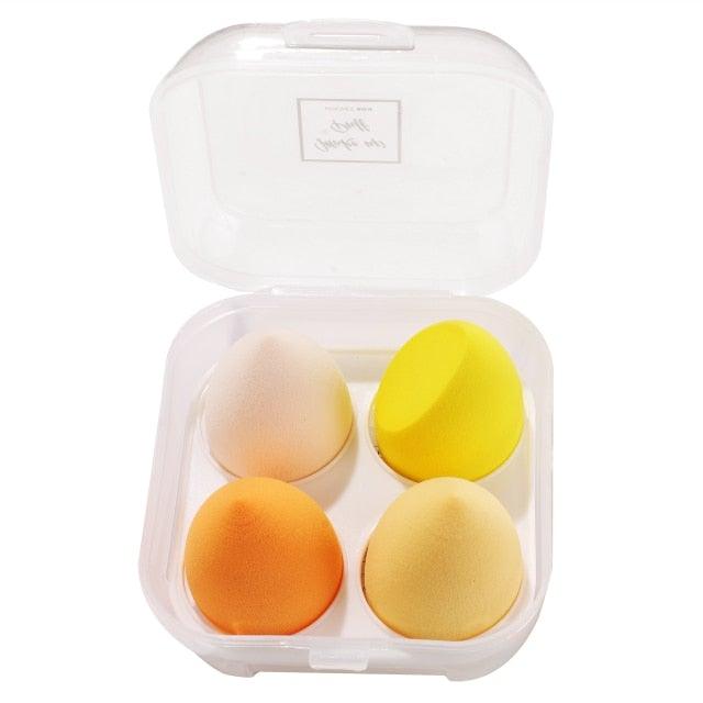 4/pcs New Womens Beauty Egg Set Makeup Puff Set Colorful Cushion Cosmestic Sponge Egg Tool Wet and Dry Use Colorful Soft Design