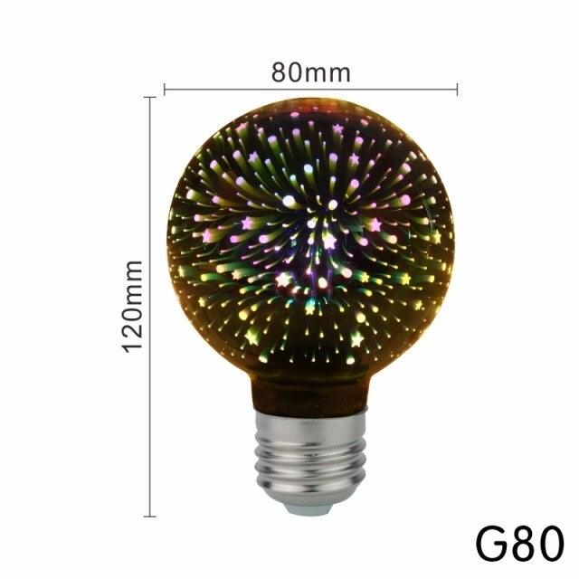 4pcs/lot 3D Firework Led Light Effect Vintage Edison Led Bulb Holiday Decoration Lighting Glass Vintage Edison Bulb Decoration Use For Holiday Party Disco Christmas Bedroom Lighting lamp