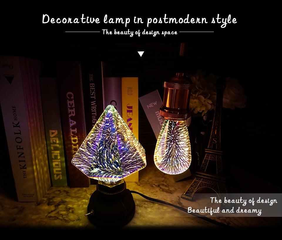 4pcs/lot 3D Firework Led Light Effect Vintage Edison Led Bulb Holiday Decoration Lighting Glass Vintage Edison Bulb Decoration Use For Holiday Party Disco Christmas Bedroom Lighting lamp
