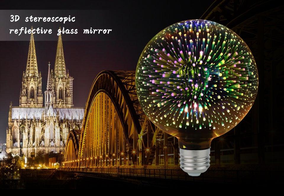4pcs/lot 3D Led Bulb Star Firework Vintage Edison Night Light Holiday Decoration Lighting Stained Glass Light Bulb Star Shine Decoration Use For Holiday Christmas Decoration
