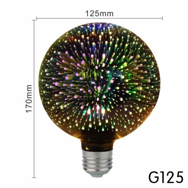 4pcs/lot 3D Led Bulb Star Firework Vintage Edison Night Light Holiday Decoration Lighting Stained Glass Light Bulb Star Shine Decoration Use For Holiday Christmas Decoration