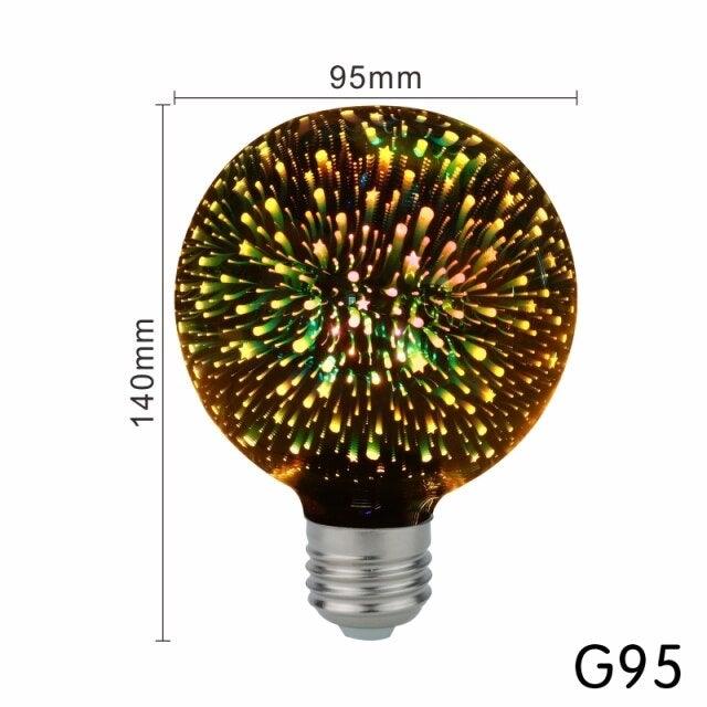 4pcs/lot 3D Led Bulb Star Firework Vintage Edison Night Light Holiday Decoration Lighting Stained Glass Light Bulb Star Shine Decoration Use For Holiday Christmas Decoration
