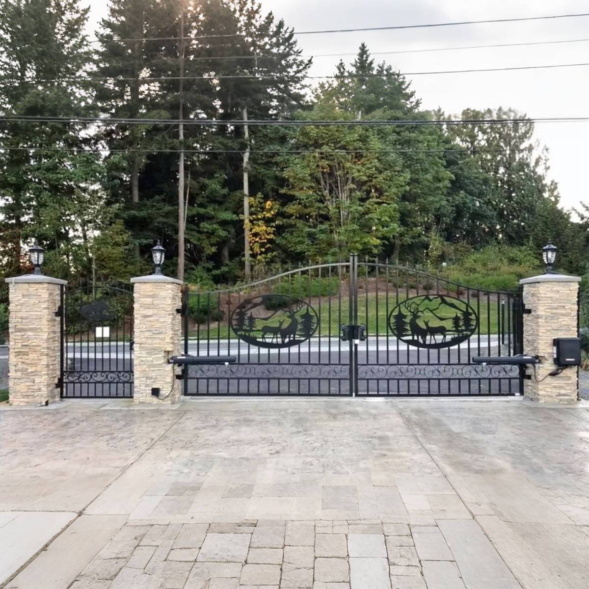14x8 ft Steel Dual Swing Driveway Gate