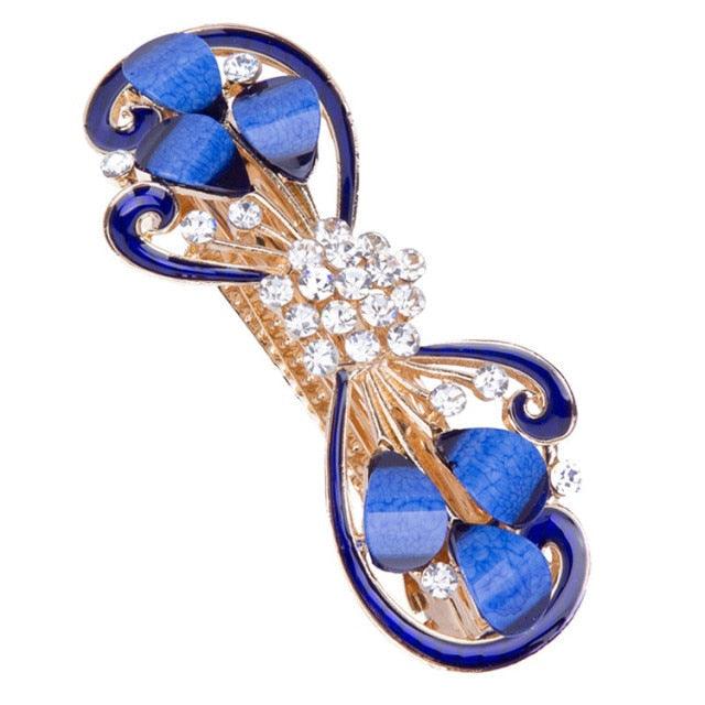5 Colors Trendy Peacock Barrettes Crystal Flower Hairpins Headwear For Hair Women Romantic Headdress Wedding Hair Accessories for Brides and Bridesmaids