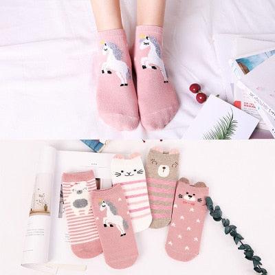 5 Pairs/Set Women's Cotton Happy Cute Cat Short Socks Print Cartoon Animal Casual Summer Socks Red Heart Funny Ankle Socks Pure Cotton Socks For Men And Women