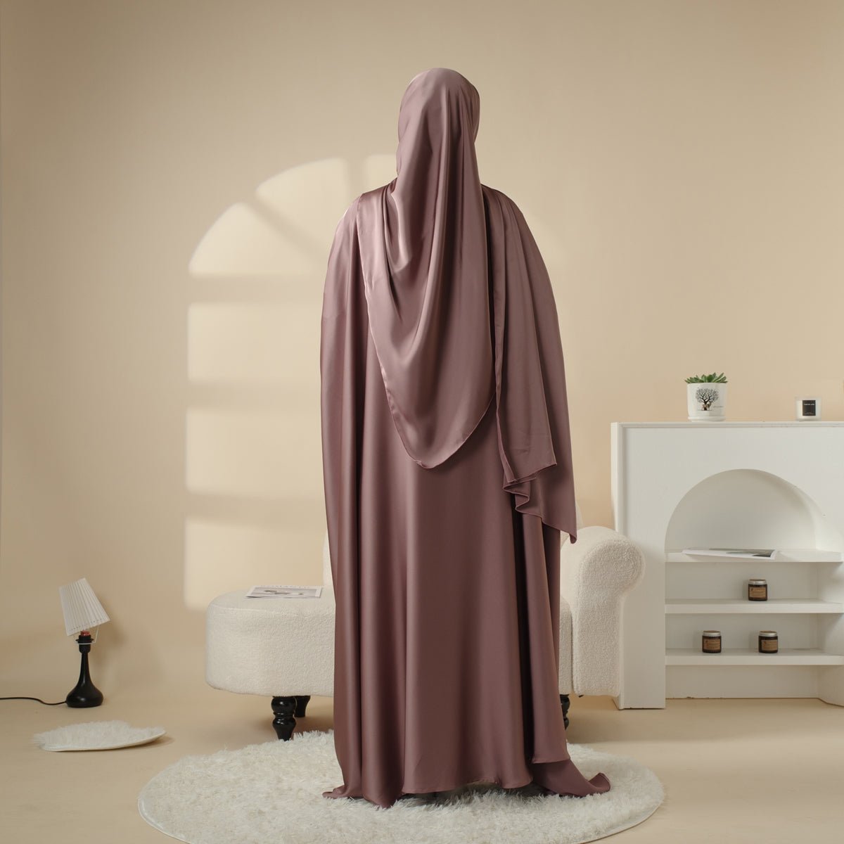 5-Piece Set Butterfly Abaya With Niqab, Loose Full Cover Satin Abaya (MOA019)