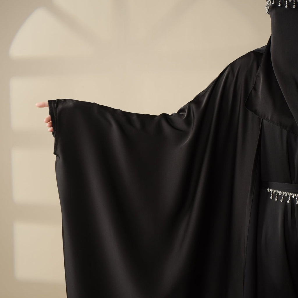 5-Piece Set Butterfly Abaya With Niqab, Loose Full Cover Satin Abaya (MOA019)