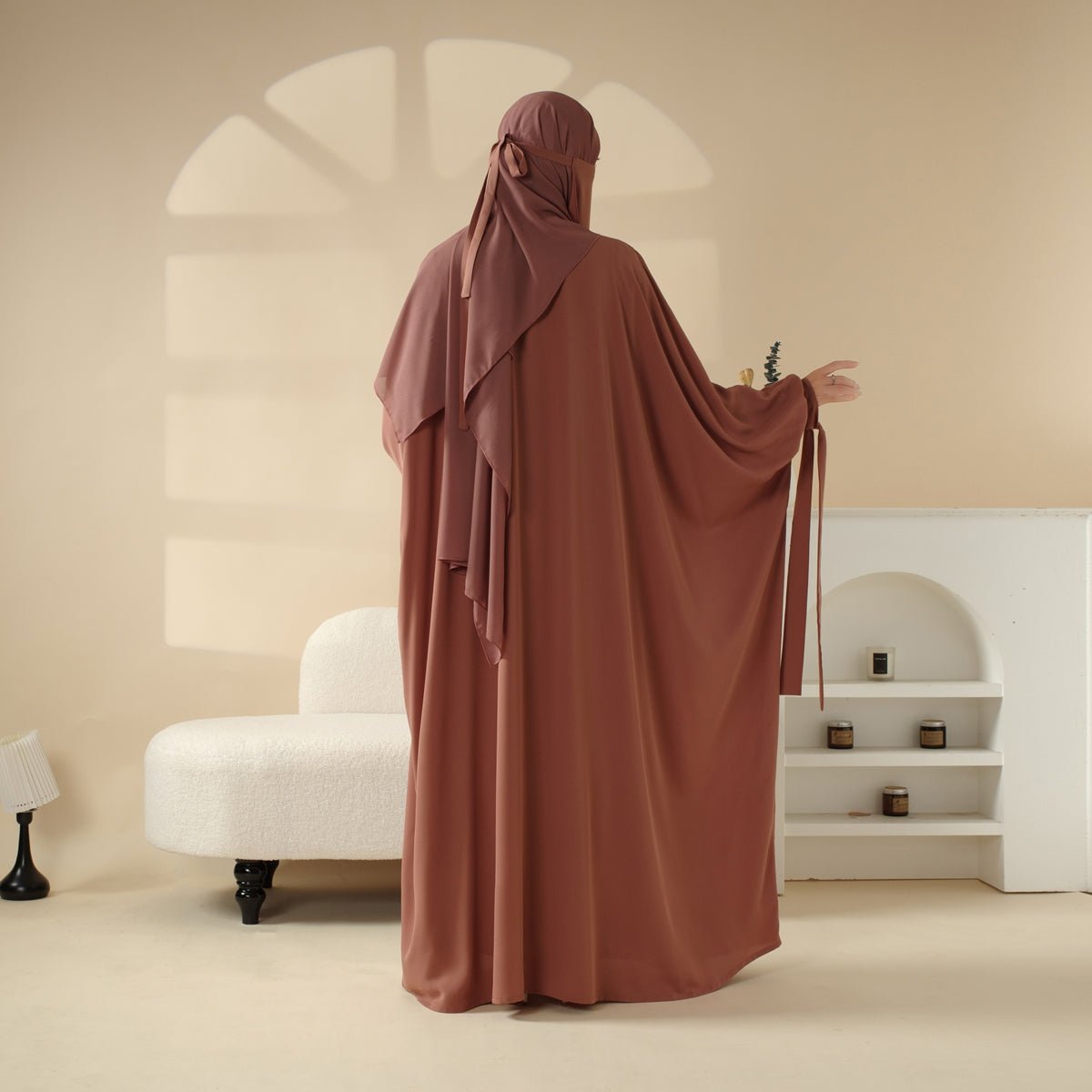 5-Piece Set Farasha Abaya, Premium Farasha Textured Open Abaya (MOA095)