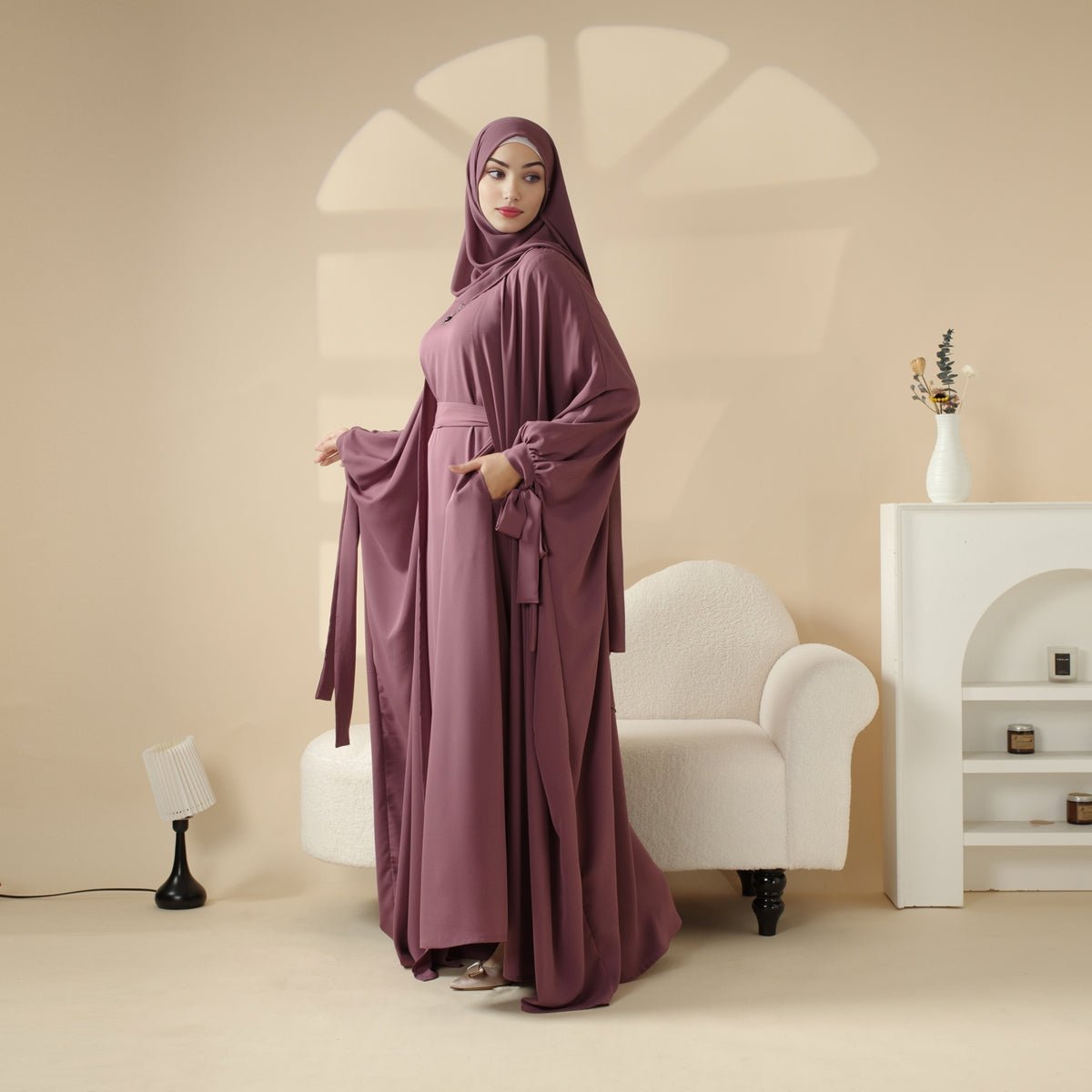 5-Piece Set Farasha Abaya, Premium Farasha Textured Open Abaya (MOA095)