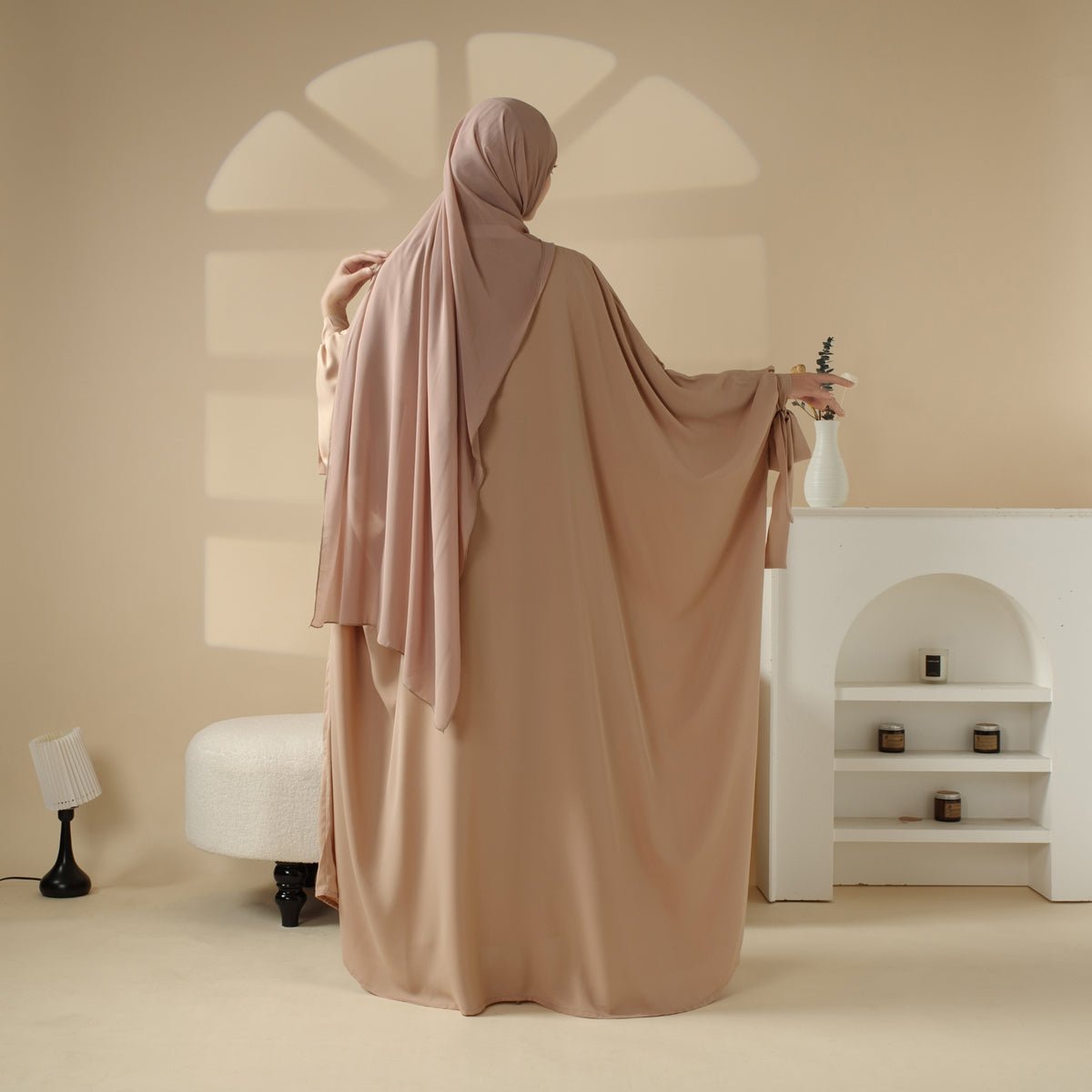 5-Piece Set Farasha Abaya, Premium Farasha Textured Open Abaya (MOA095)