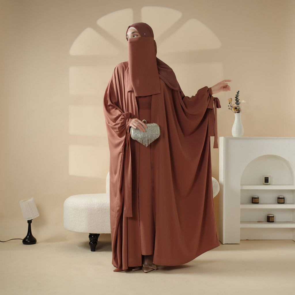 5-Piece Set Farasha Abaya, Premium Farasha Textured Open Abaya (MOA095)