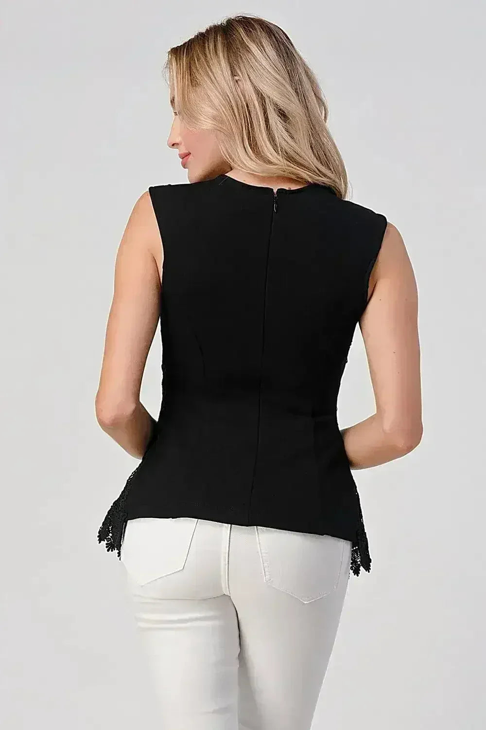 Sleeveless Lace Peplum Top - V-Neck Cami Blouse for Women | Femstylo