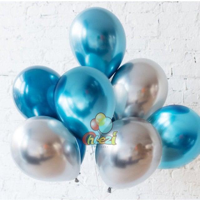 50/100pcs Metallic Latex 5/10/12 Inch Gold Silver Chrome Birthday Balloons With Accessories For Christmas And Party Decorations Wedding Decorations