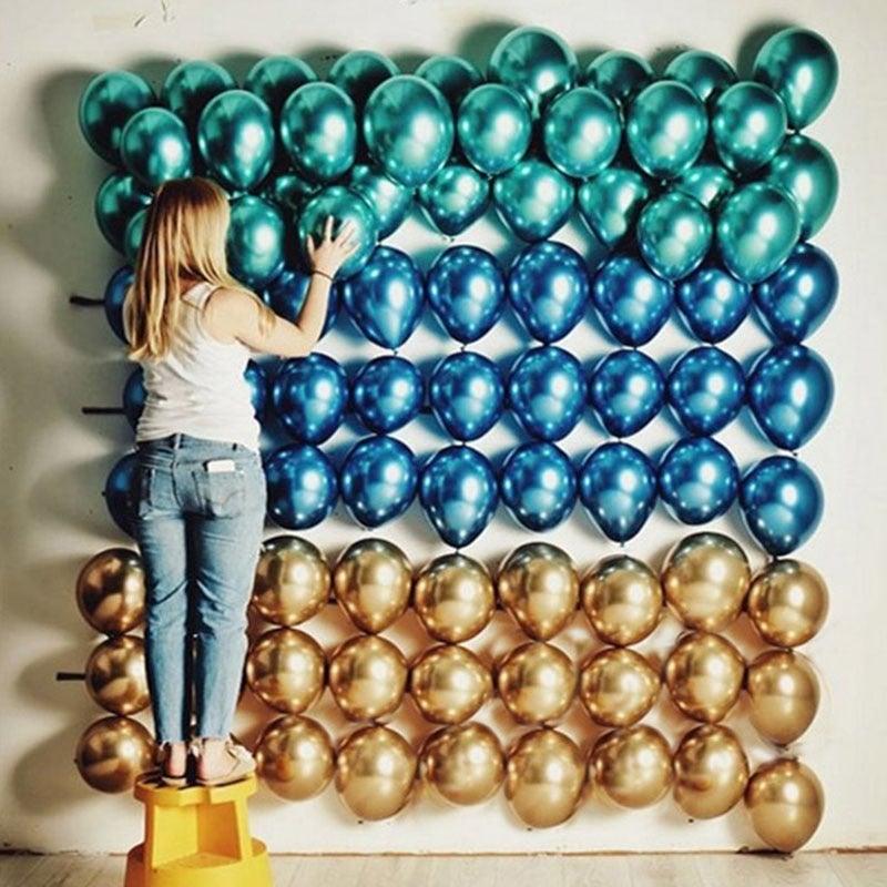 50/100pcs Metallic Latex 5/10/12 Inch Gold Silver Chrome Birthday Balloons With Accessories For Christmas And Party Decorations Wedding Decorations