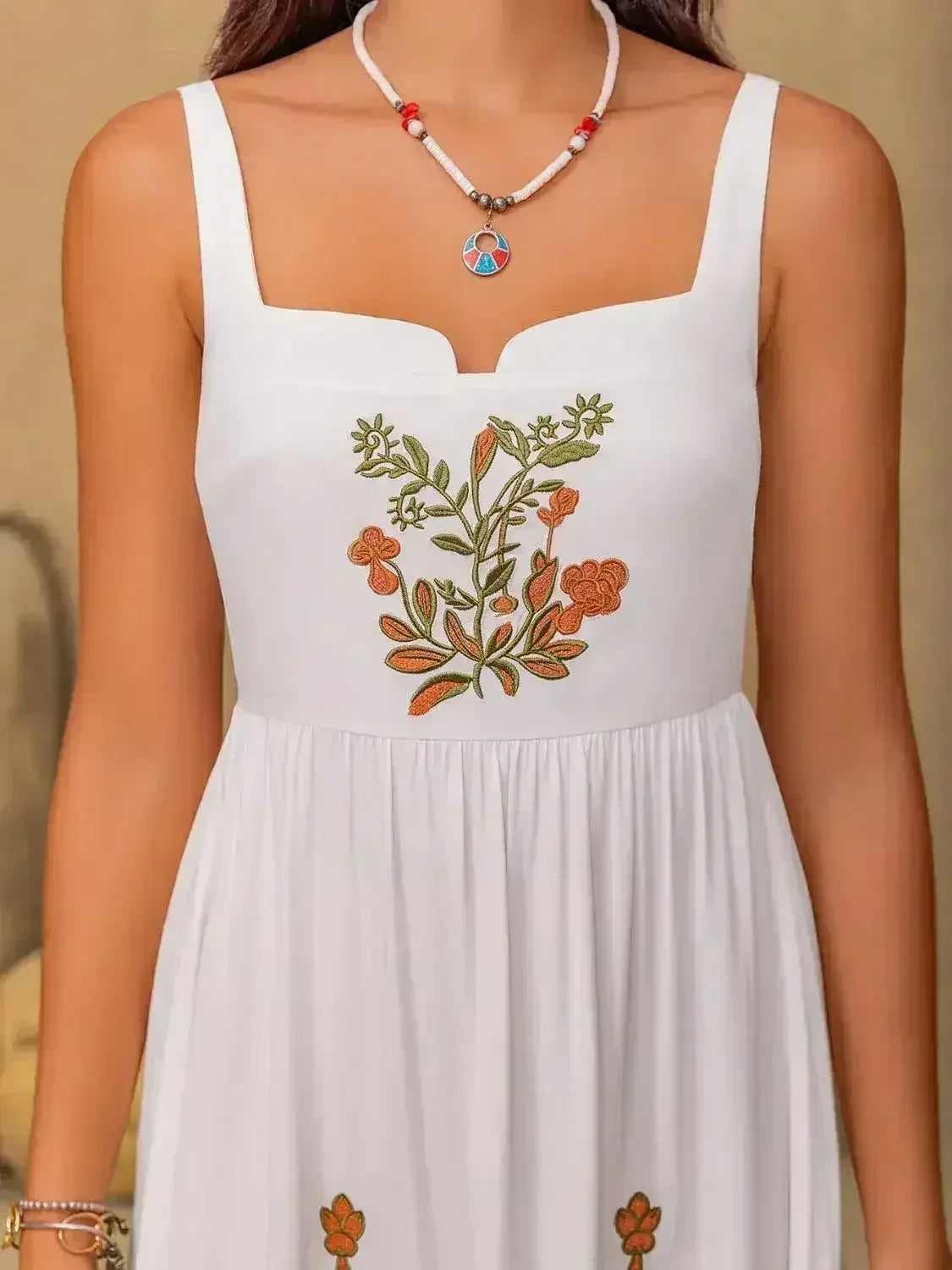 Floral Embroidered Sleeveless Maxi Dress
