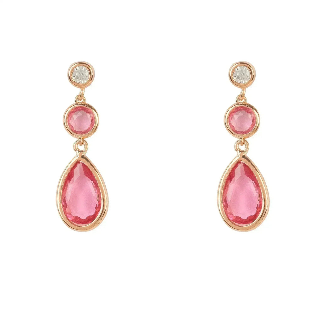 Pink Tourmaline Drop Earrings | Rose Gold Birthstone Jewelry - Femstylo