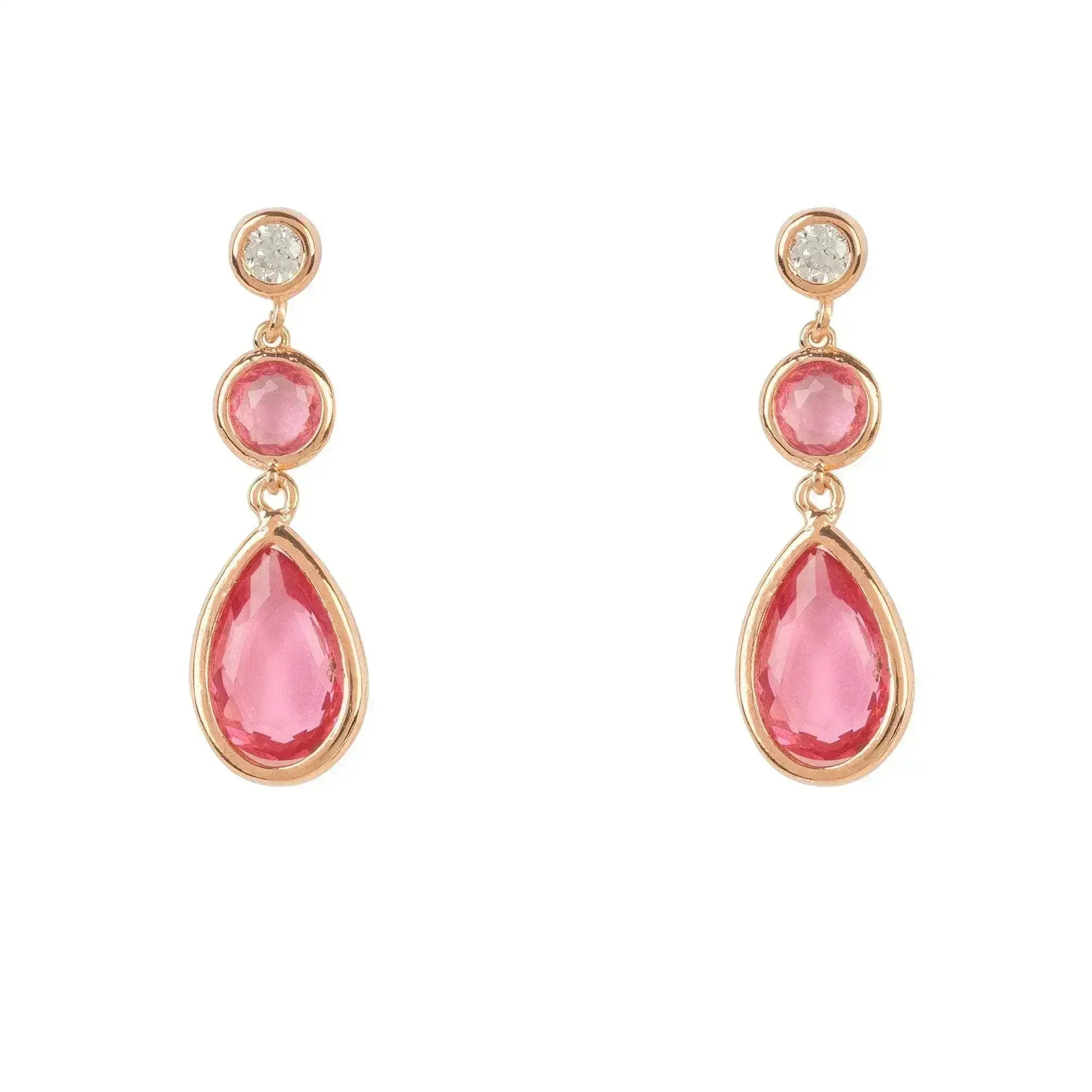Pink Tourmaline Drop Earrings | Rose Gold Birthstone Jewelry - Femstylo