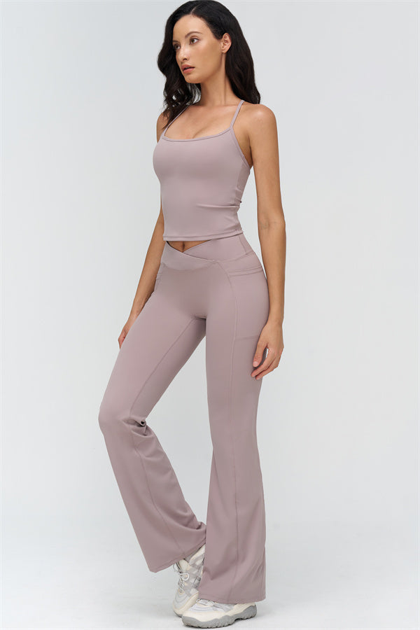 The BoldFit Crop Top Flared Leggings 2-Piece Set