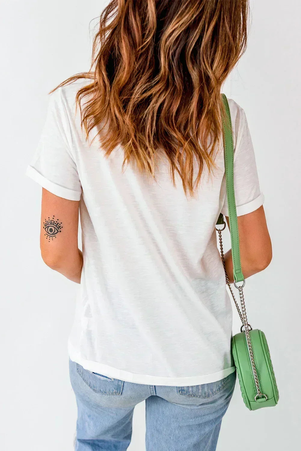 White Rugby Fashion Bow Print Graphic T Shirt