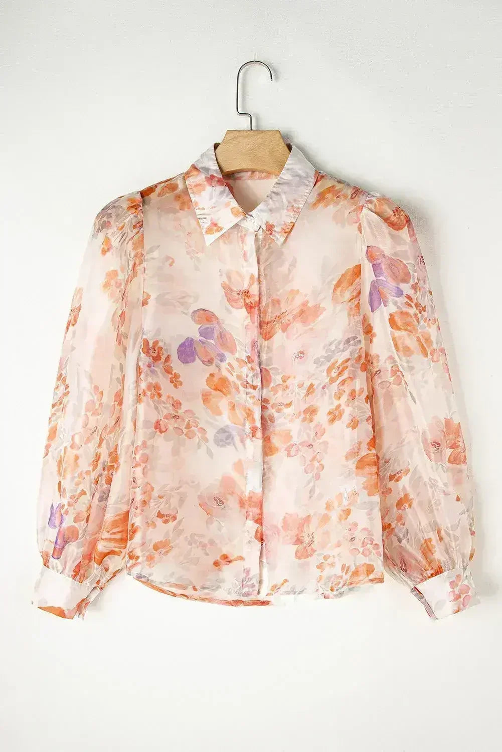 White Balloon Sleeve Floral Shirt - Loose Fit Blouse | Femstylo