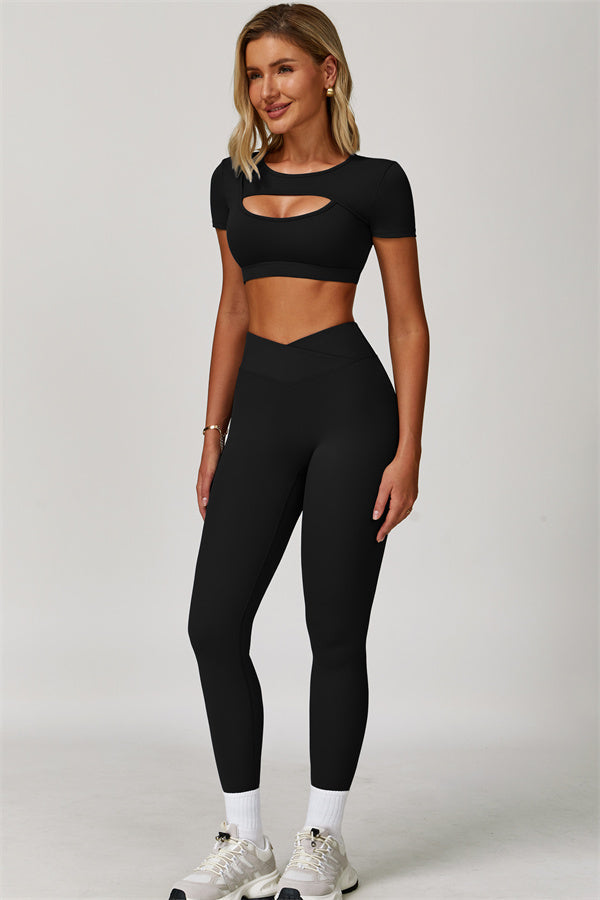 The Lavish Cut-out Crop Top Leggings 2-Piece Set