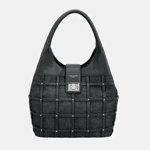 David Jones Rivet Handbag – Edgy PU Leather Medium Tote | Femstylo
