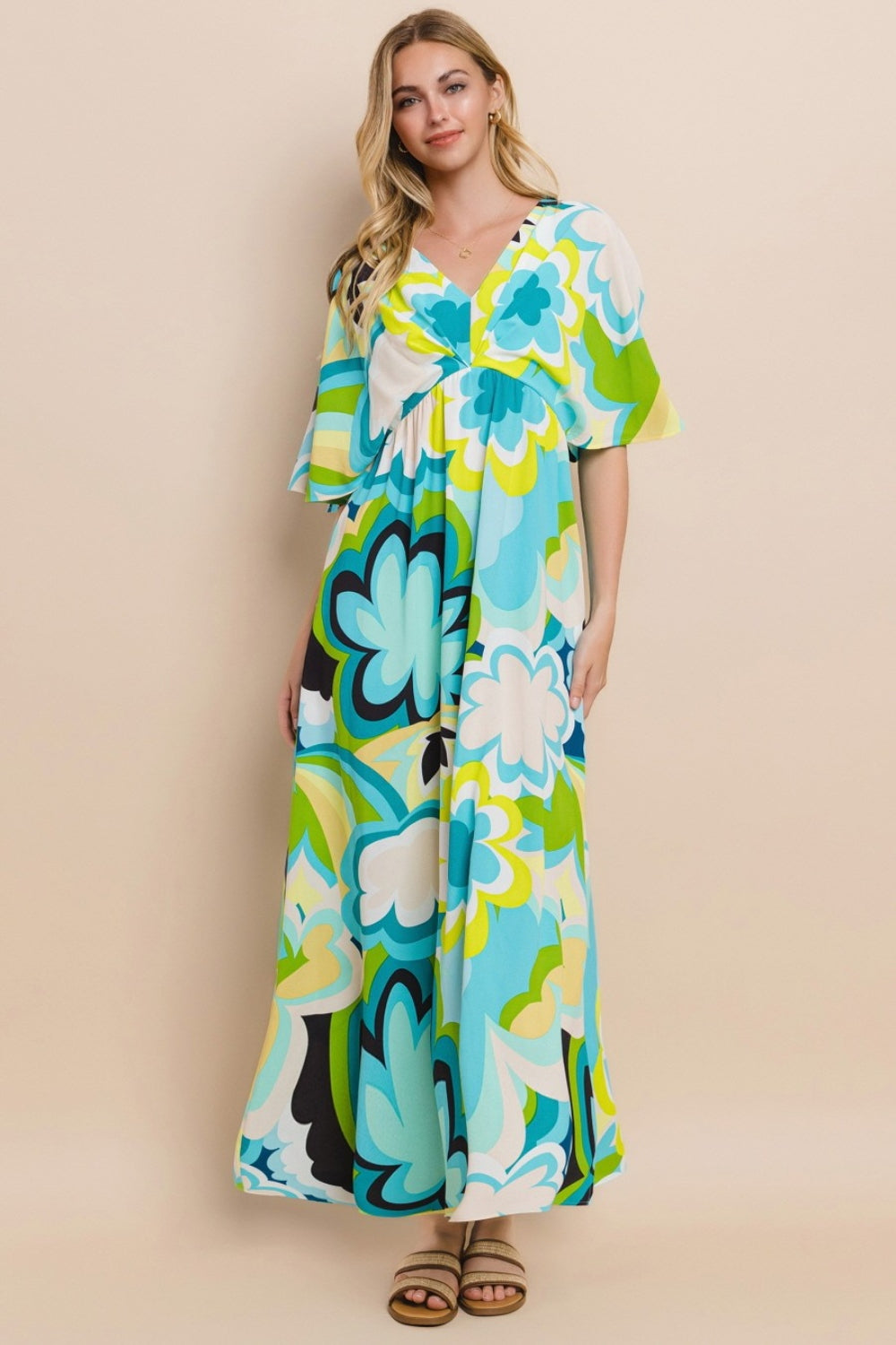 Floral Printed Slit Maxi Dress For Women – Summer Floral Maxi Dress, Elegant Slit Maxi Dress, Feminine Floral Dress, Romantic Floral Dress, Chic Summer Maxi Dress, Vibrant Slit Dress, Sophisticated Floral Dress