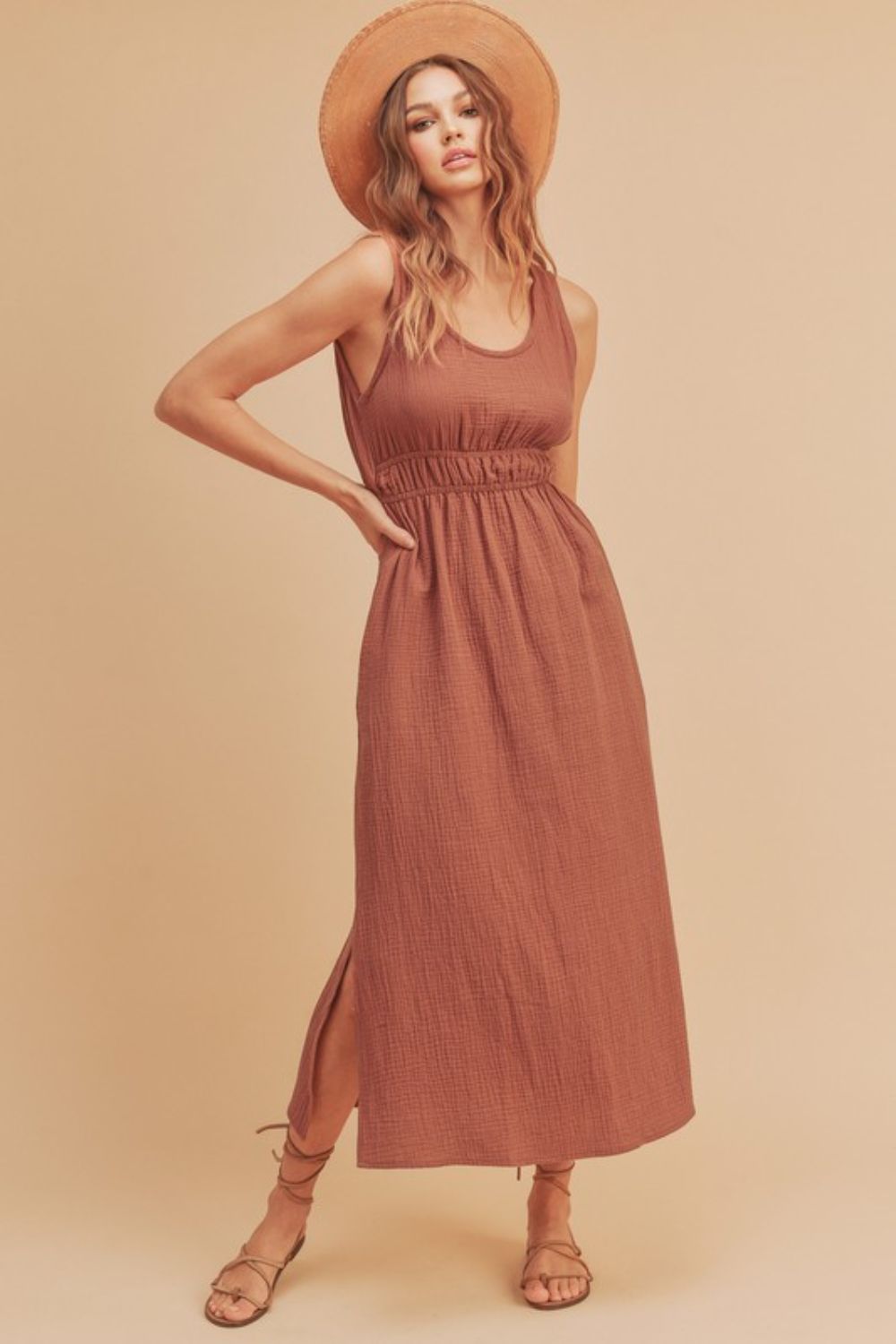 Side Slit Round Neck Sleeveless Tank Dress For Women Versatile, Comfortable & Easy to Style for Any Occasion