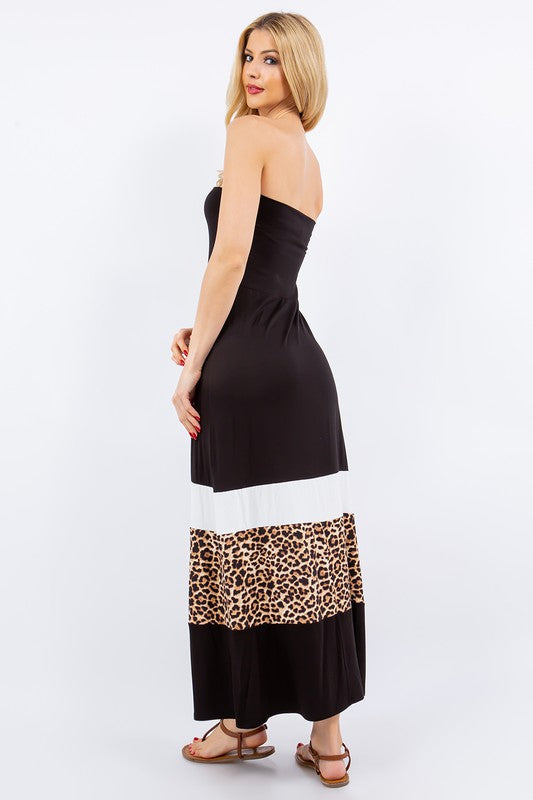 Women Full Size Leopard Print Color Maxi Dress Plus Size Trendy & Modern Long Dress