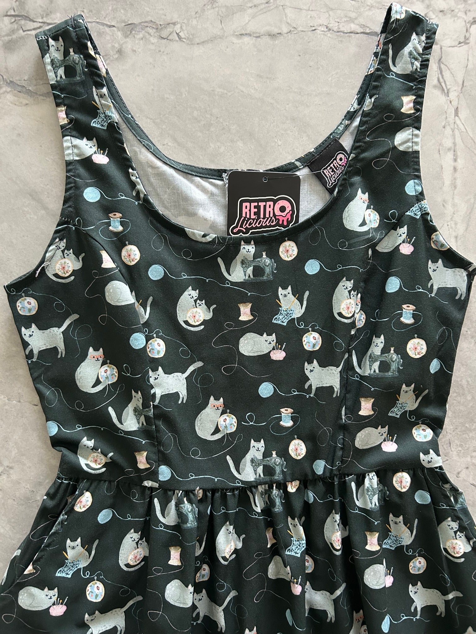 Cats and Yarn Fit & Flare Dress - Small only, 1 left!