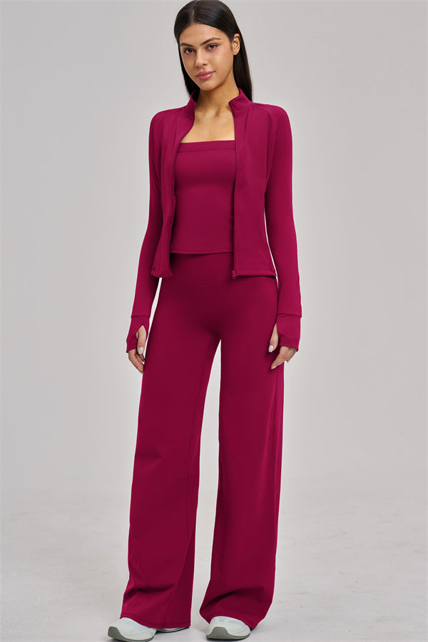 The Swoon Jacket Tank Top Flared Leggings 3-Piece Set