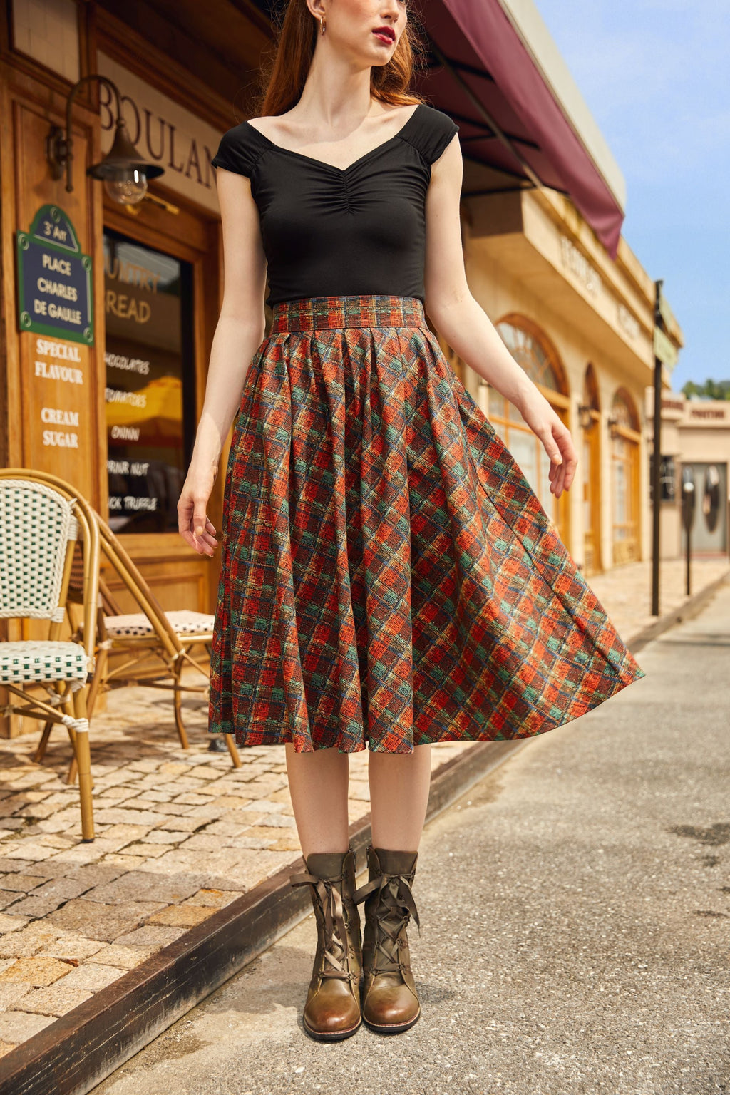 Red Plaid Doris Skirt