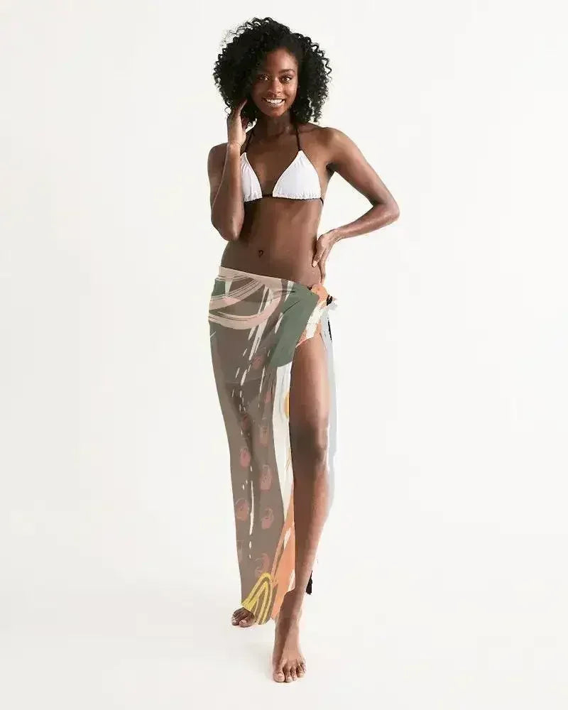 Sheer Circular Multicolor Green Swimsuit Cover Up
