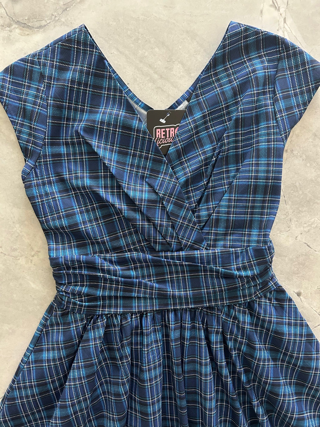 Blue Plaid Greta Dress - 3X only, 1 left!