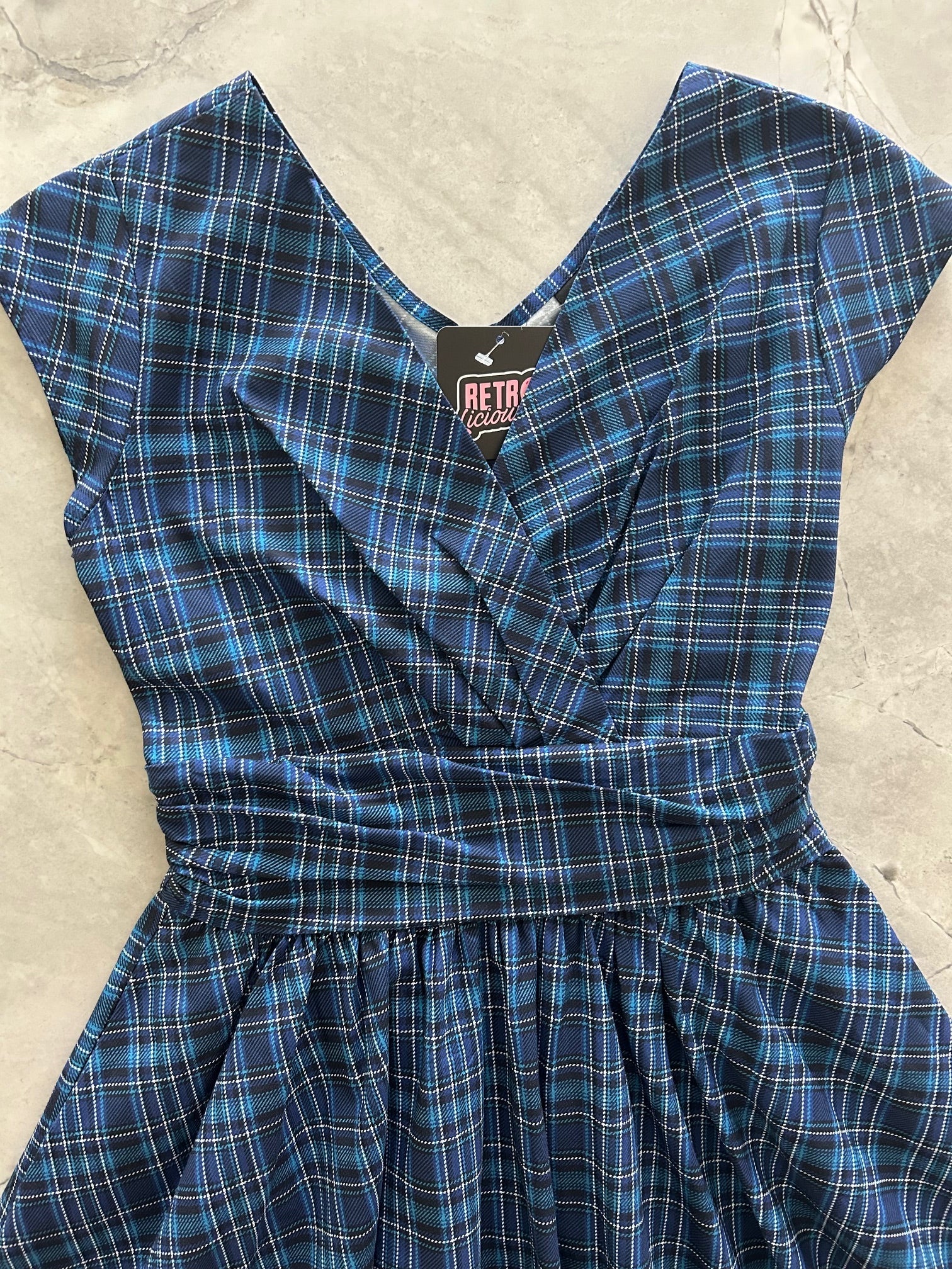Blue Plaid Greta Dress - 3X only, 1 left!