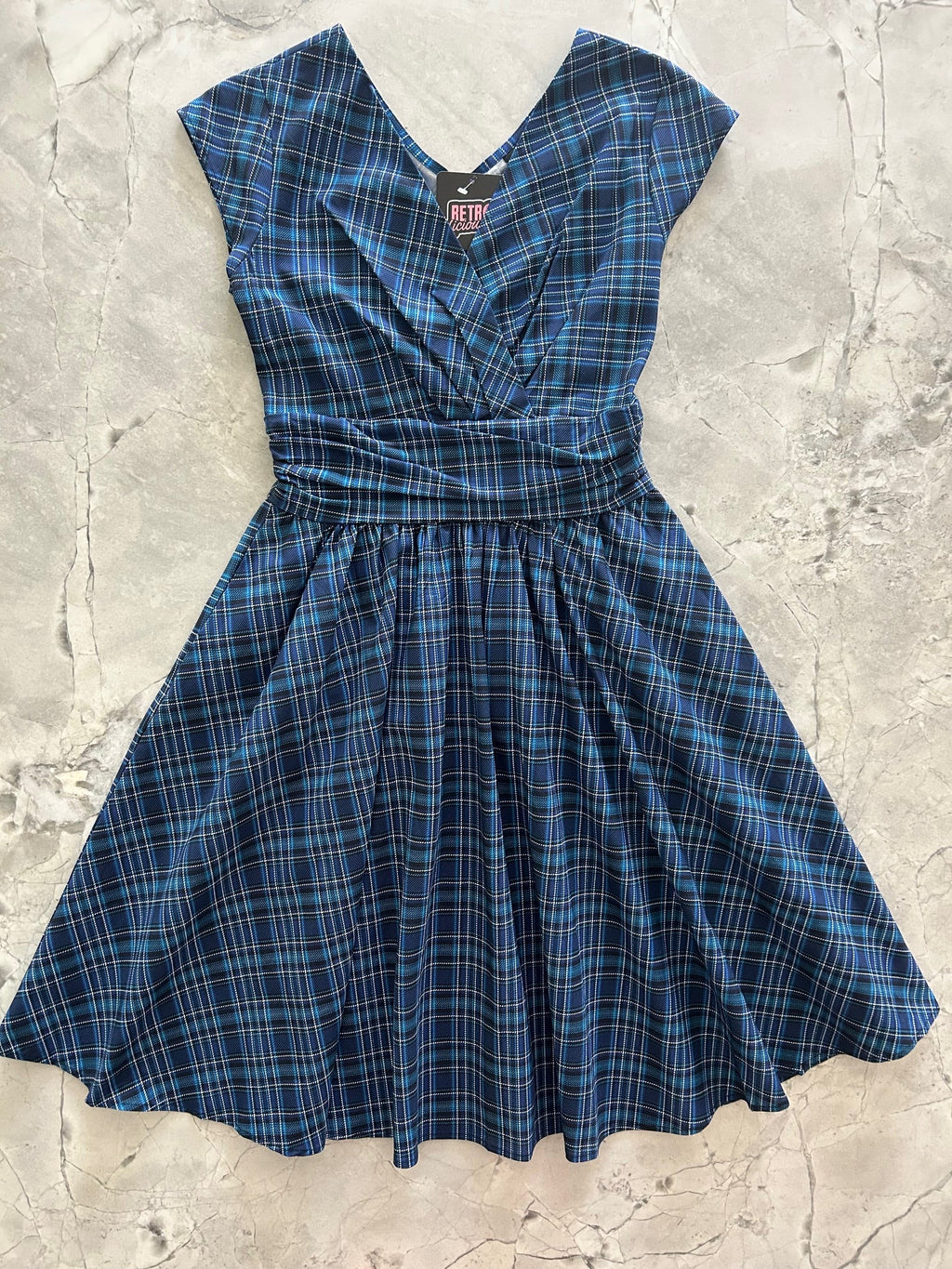 Blue Plaid Greta Dress - 3X only, 1 left!