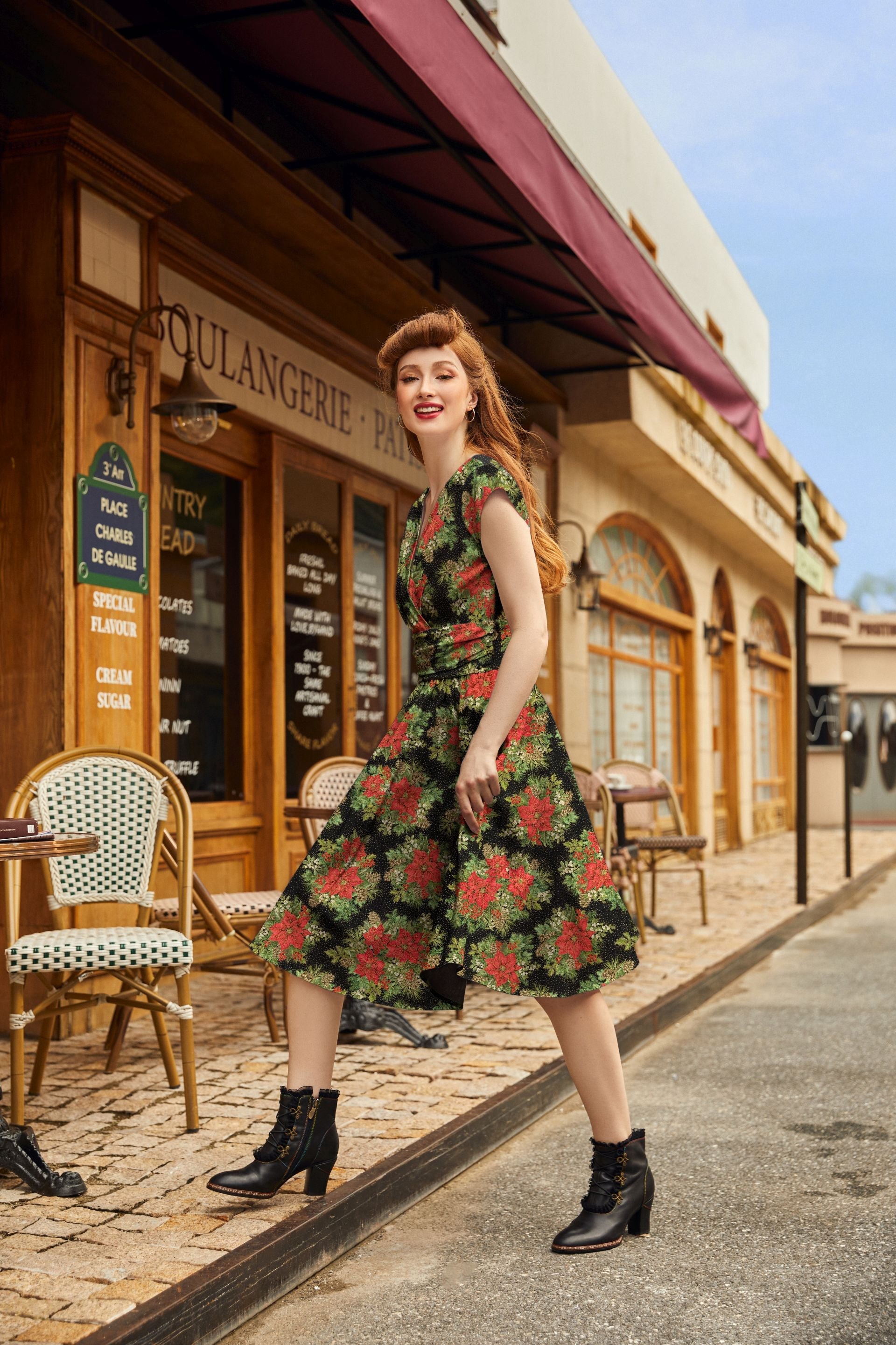 Poinsettia Greta Dress