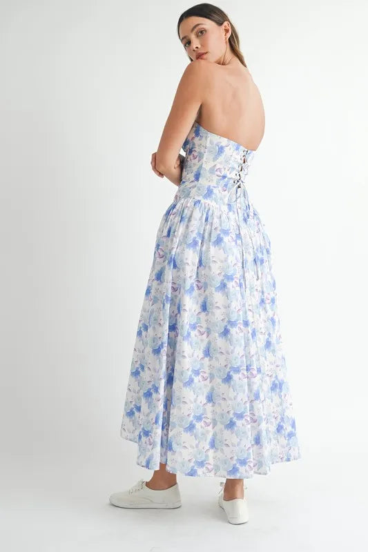 Sweetheart Neckline Floral Printed Midi Dress – Floral Midi Dress, Sweetheart Neckline Dress, Romantic Midi Dress, Feminine Floral Dress, Elegant Midi Dress