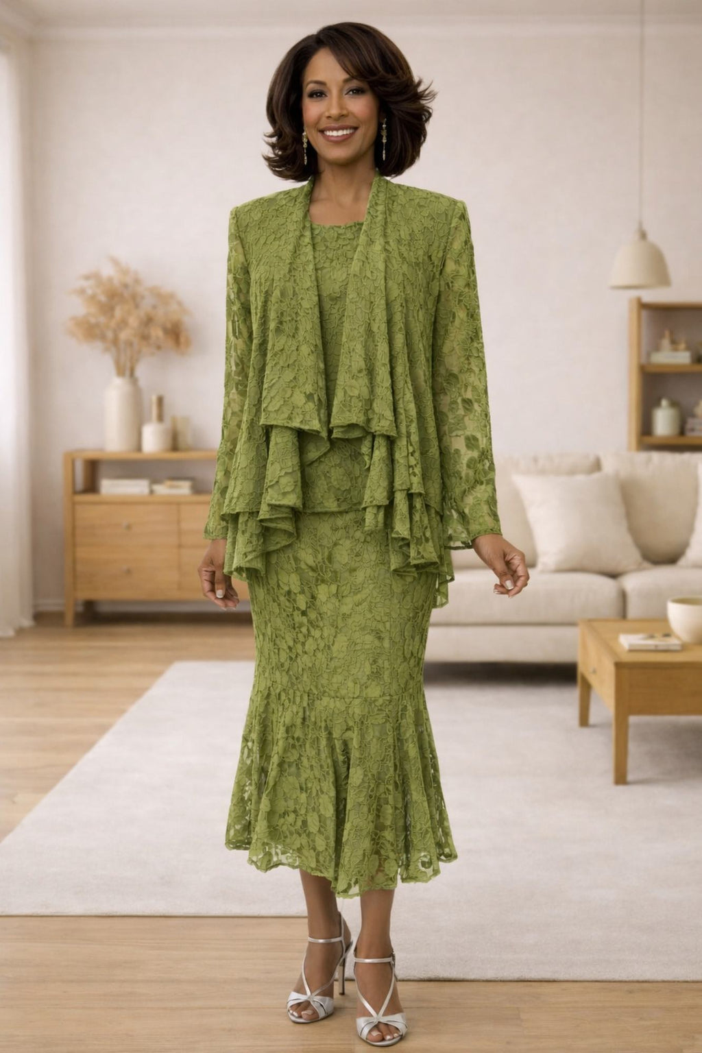CLEARANCE - Hosanna 5608 Modest 3-Piece Set Olive Green Outfit(Size 5XL)