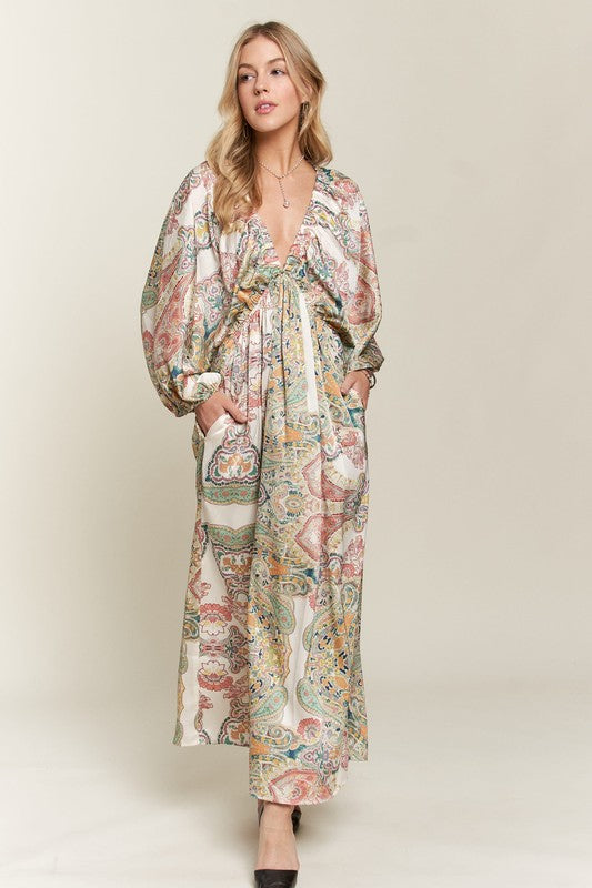 New Printed V-Neck Batwing Sleeve Dress For Summer – Stylish, Effortlessly Chic, Comfortable, Perfect for Casual and Semi-Formal Events