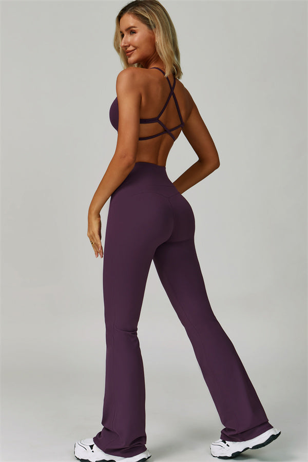 The Bold Cross Back Sports Bra Flared Leggings 2-Piece Set